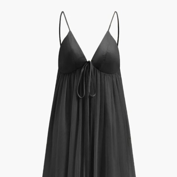 Chiffon Layered Maxi Dress With Cloak | Size Large | Black - Picture 7 of 16